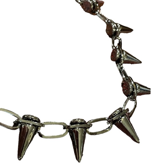 ‼️$7‼️ Bullet Punk Gothic Studded Rivet Spikes Necklace Vintage Choker Gunmetal - Picture 3 of 10